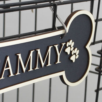 Personalised Dog Bone Crate Signs With Pre Drilled Holes And Hooks, 5 of 7