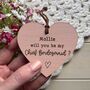 Personalised Bridesmaid Proposal Wooden Heart Sign, thumbnail 5 of 10