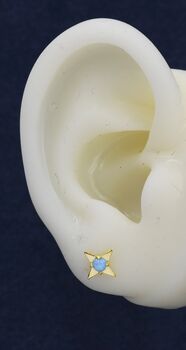 Starburst Blue Opal Stud Earrings In Sterling Silver, 10 of 12