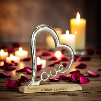 Personalised Metal And Wood Love Heart Ornament, 4 of 4