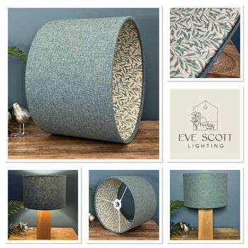 William Morris Willow Bough Lovat Blue Tweed Lampshades, 9 of 9