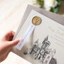 Illustrated Castle Wedding Invitation With Wax Seal, thumbnail 6 of 9