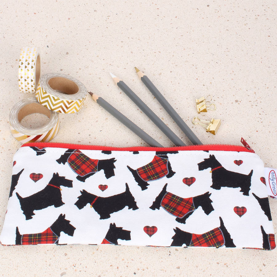 Scotties Pencil Case/Brush Bag By Milly Green