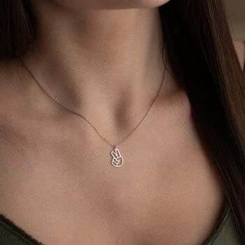 Sterling Silver Peace Sign Necklace, 5 of 7