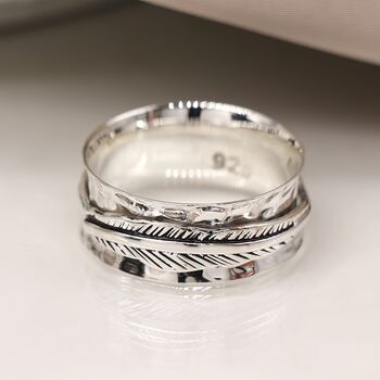 Personalised Sterling Silver Feather Spinning Ring, 2 of 11