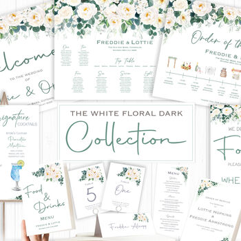 Wedding Thank You Cards White And Dark Green Florals, 5 of 6