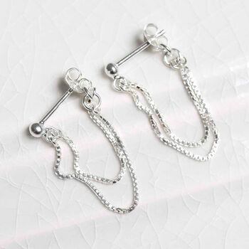 Sterling Silver Box Chain Studs, 4 of 7