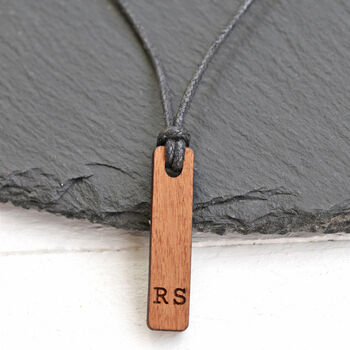Personalised Wood Cord Necklace Coordinates, Initials, 2 of 6