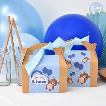 Personalised Blue Bear Party Gift Favour Box, 2 of 4