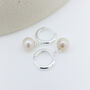 Sterling Silver Round Pearl Huggie Hoop Earrings, thumbnail 2 of 5