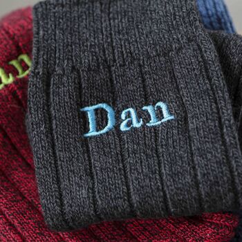 Men’s Personalised Name Thick Bamboo Socks Gift Box Set, 8 of 9