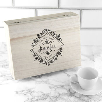 Time For A Break! Personalised Wooden Tea Box, 7 of 9