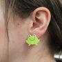 Toadally Awesome Acrylic Frog Stud Earrings, thumbnail 4 of 9