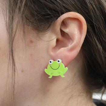 Toadally Awesome Acrylic Frog Stud Earrings, 4 of 9