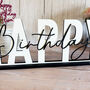 Elegant Happy Birthday Wood Sign And Mirrored Acrylic Sign, thumbnail 2 of 9