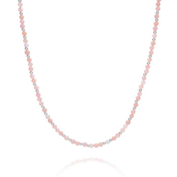 Jewel Bead Pink Opal Birthstone Necklace October, 2 of 4