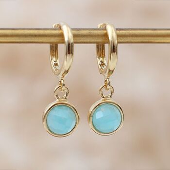 18ct Gold Plated Semi Precious Hoop Earrings, 2 of 6