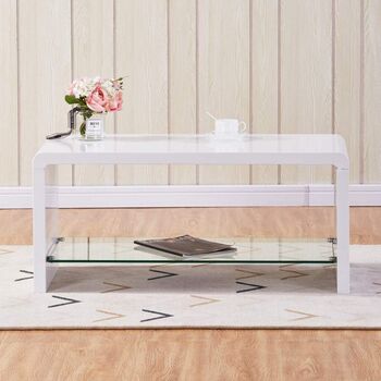 Goldfan White Gloss Coffee Table Center Tables, 2 of 12