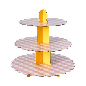 Three Tier Pink Gingham Cake Stand, 2 of 3