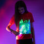 Snowy Reindeer Interactive Glow In The Dark T Shirt, thumbnail 2 of 4