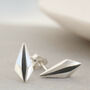 Geometric Earrings. Silver And Black Art Deco Studs, thumbnail 9 of 9