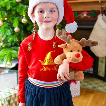 Children's Personalised Elf Christmas Jumper Sweatshirt, 2 of 5
