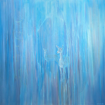 Out Of The Blue, A Blue Abstract Deer Painting, 3 of 8