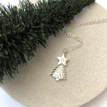 Christmas Tree And Initial Star Topper Necklace, 3 of 9