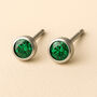 Sterling Silver May Emerald Birthstone Stud Earrings, thumbnail 1 of 3