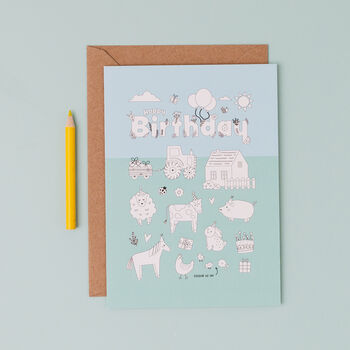 Farmyard Birthday Card With Stickers, 2 of 3