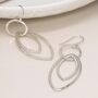Large Sterling Silver Moving Linked Hoop Drop Earrings, thumbnail 3 of 7