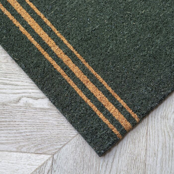 Forest Green Triple Stripe Doormat, 3 of 4