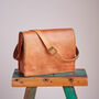 Personalised Large Brown Leather Messenger Bag, thumbnail 4 of 9