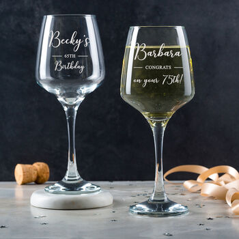 Personalised Engraved Wine Glass 70th Birthday Gift For Mum, 2 of 5
