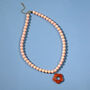 Peach Bead And Orange Flower Necklace, thumbnail 3 of 4