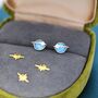 Blue Opal Planet Stud Earrings In Sterling Silver, thumbnail 2 of 10