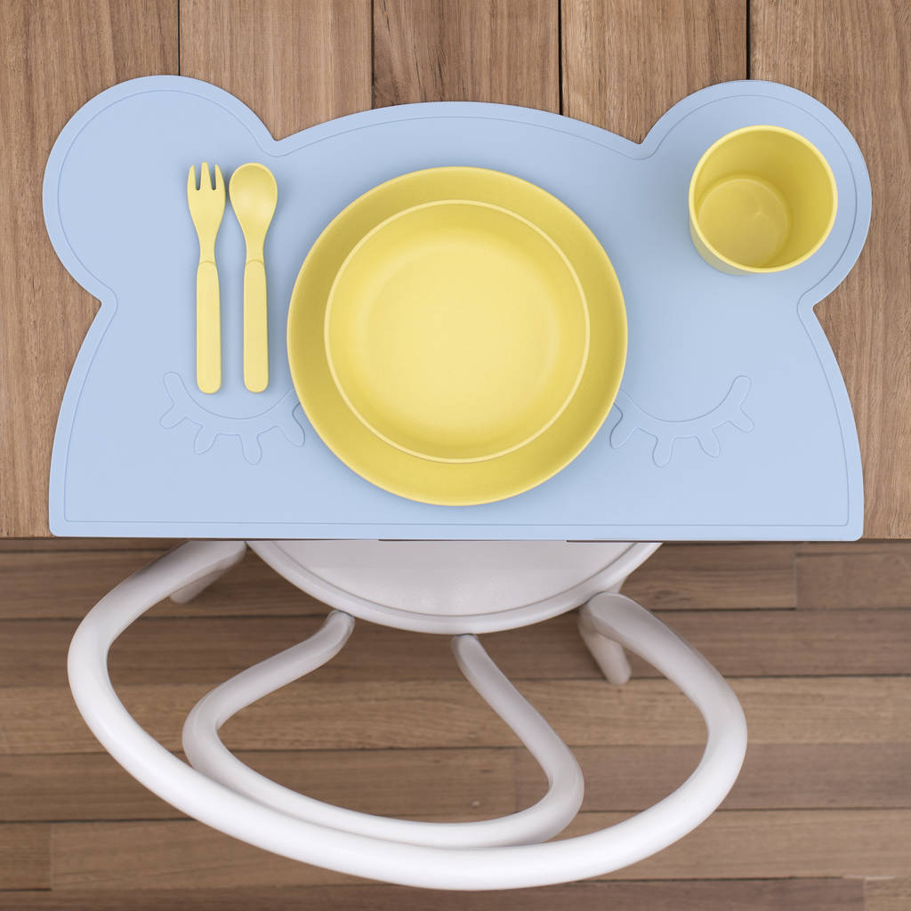 Itian Kids Silicone Placemat Slip Resistant Baby Toddler Plate Table Mat Bleu 