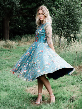Flora 1950s Inspired Floral Lace Dress, 3 of 8