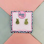 Green Pear Glitter Stud Earrings, thumbnail 1 of 4