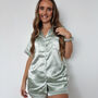 Sage Embroidered Satin Bridal Pyjamas Short, thumbnail 5 of 5