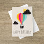 'Happy Birthday' Rainbow Hot Air Balloon Greetings Card, thumbnail 1 of 1