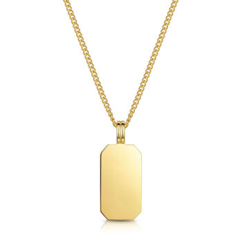 Octagonal Tag Men's Necklace 18 K Gold Plated Silver, 6 of 6