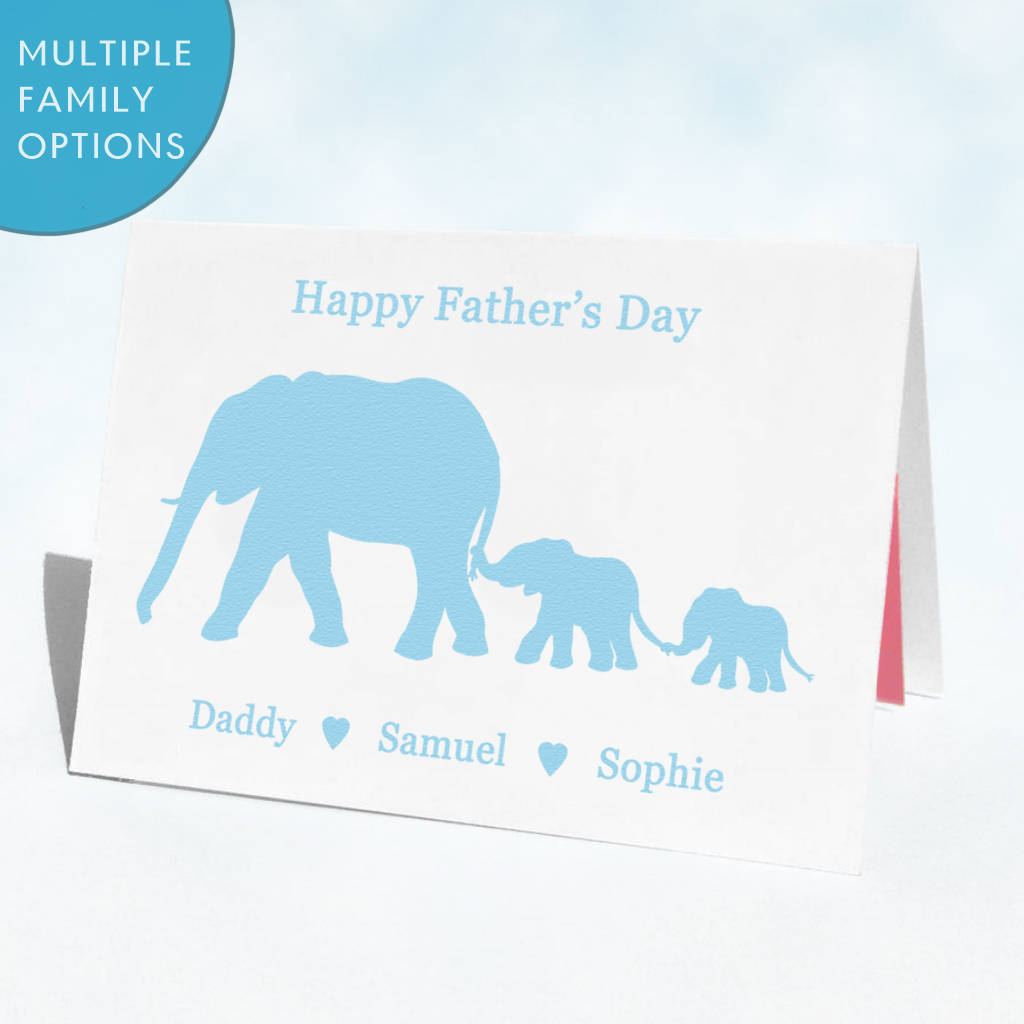 Personalised Elephants Father's Day Card By Clean Design ...
