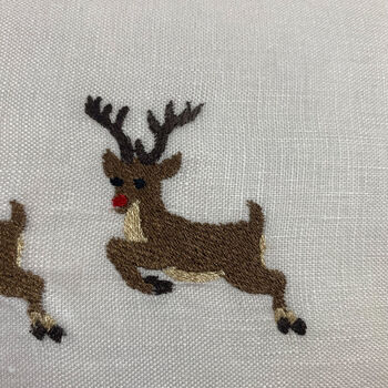 Christmas Themed Reindeer Embroidered Cushion, 3 of 5
