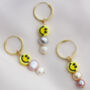 Happy Days Single Smiley And Pearl Mini Hoop Earring, thumbnail 1 of 4