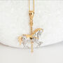 Yellow Gold Plated Moving Carousel Horse Necklace, thumbnail 2 of 11