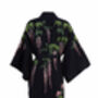 Wisteria And Chrysanthemum Black And Pink Embroidered Long Kimono, thumbnail 10 of 12