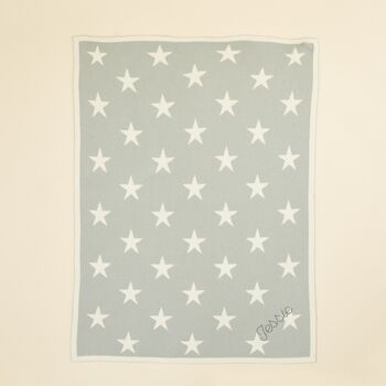 Personalised Light Blue Star Intarsia Blanket, 3 of 7