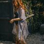 Silver Leopard Viscose Metallic Kimono Beach Coverup, thumbnail 1 of 5