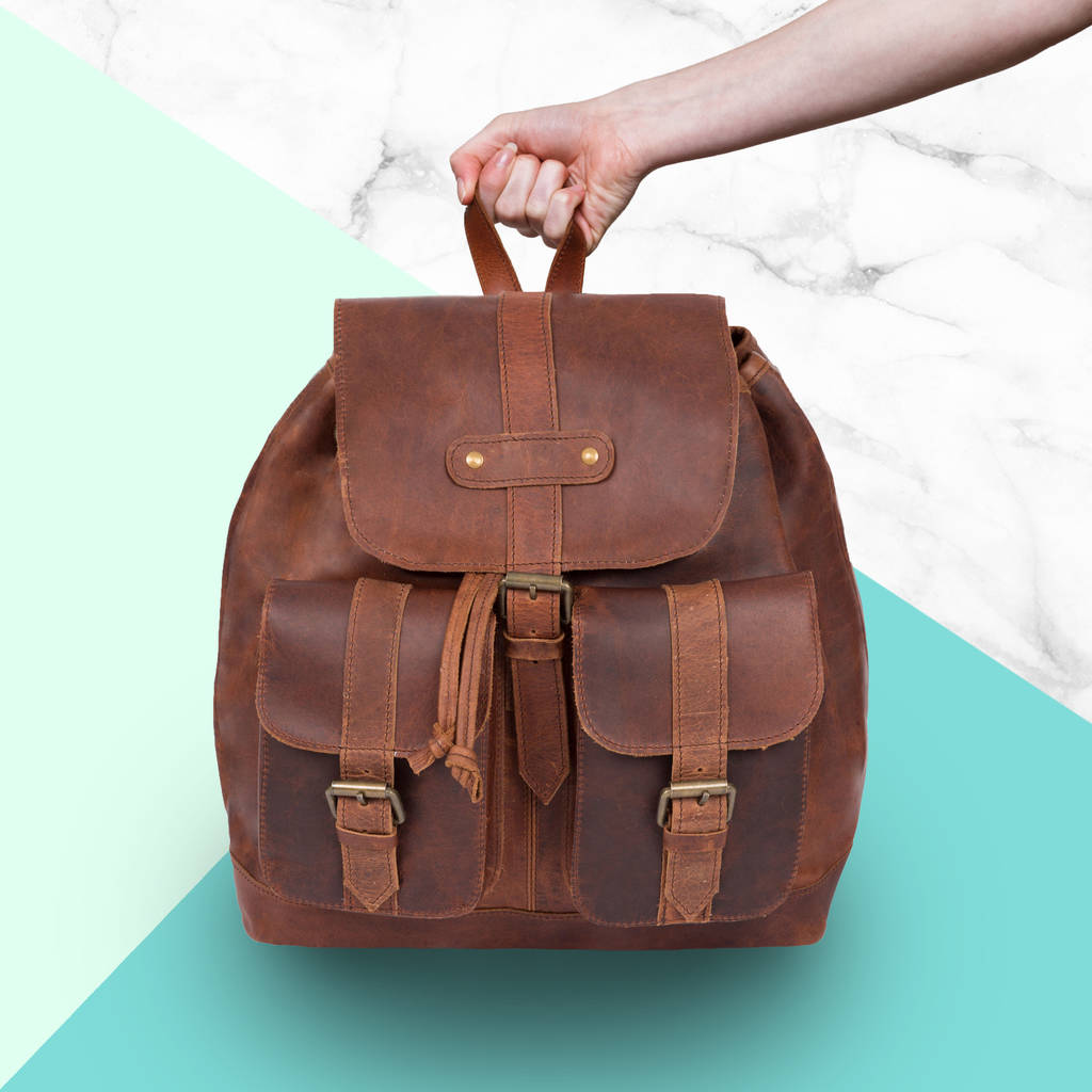 personalised leather nomad backpack/rucksack by mahi leather